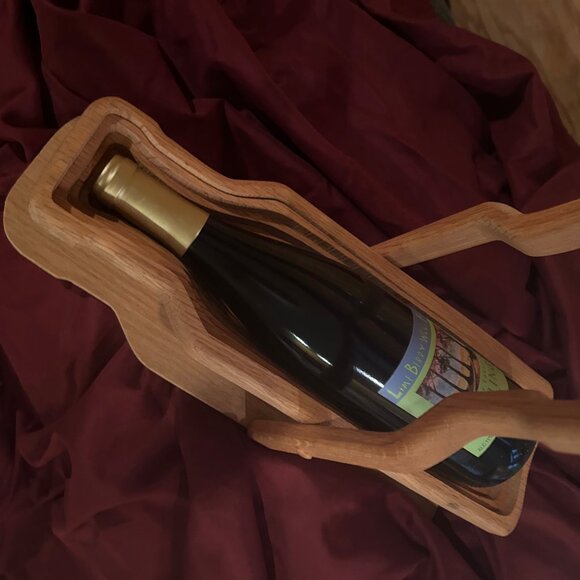 Hand Carved Collapsible wine bottle holder - Picture 7 of 10